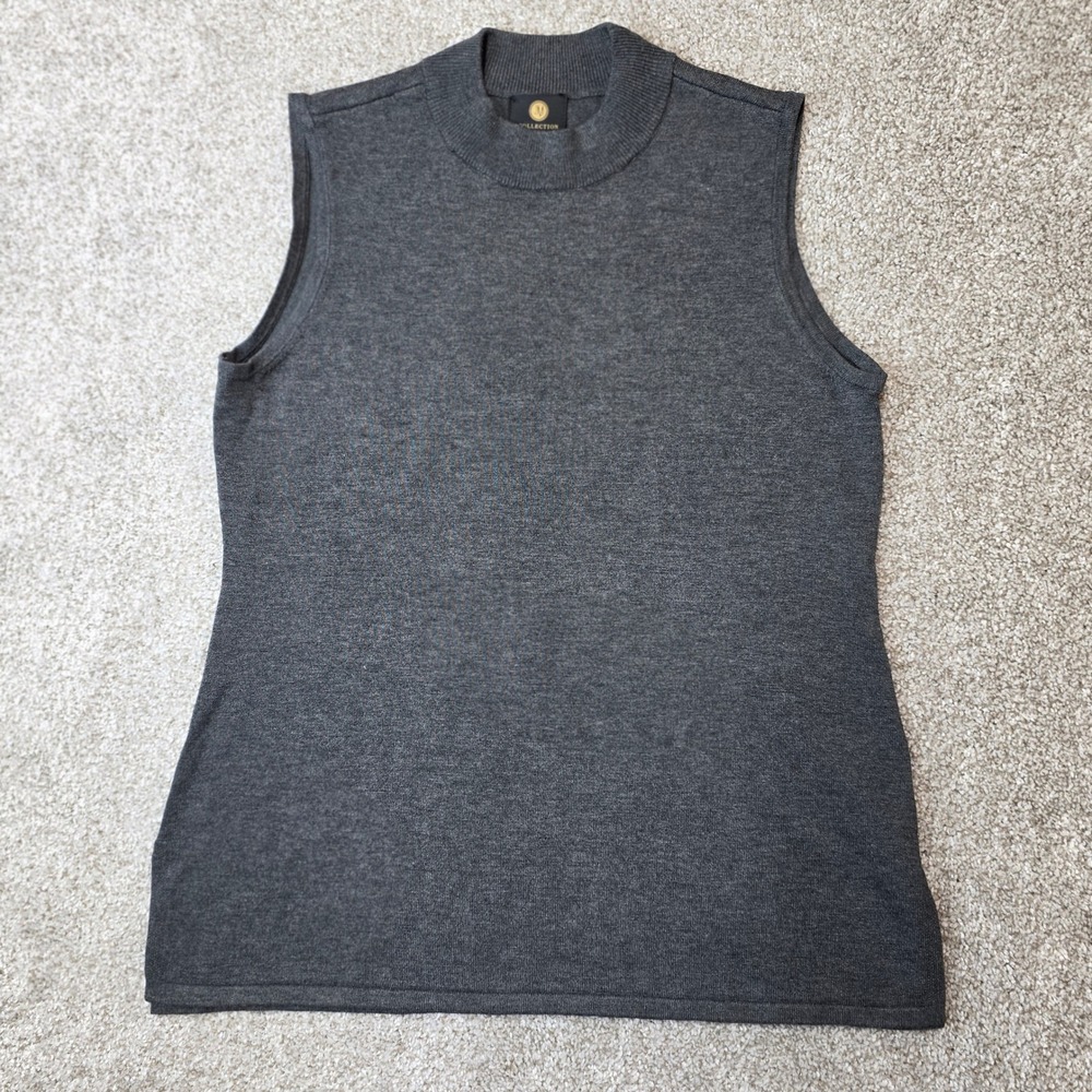 JM Collection Womens PM Gray Mock Neck Sleeveless Knit Shell Top Petite Med
429